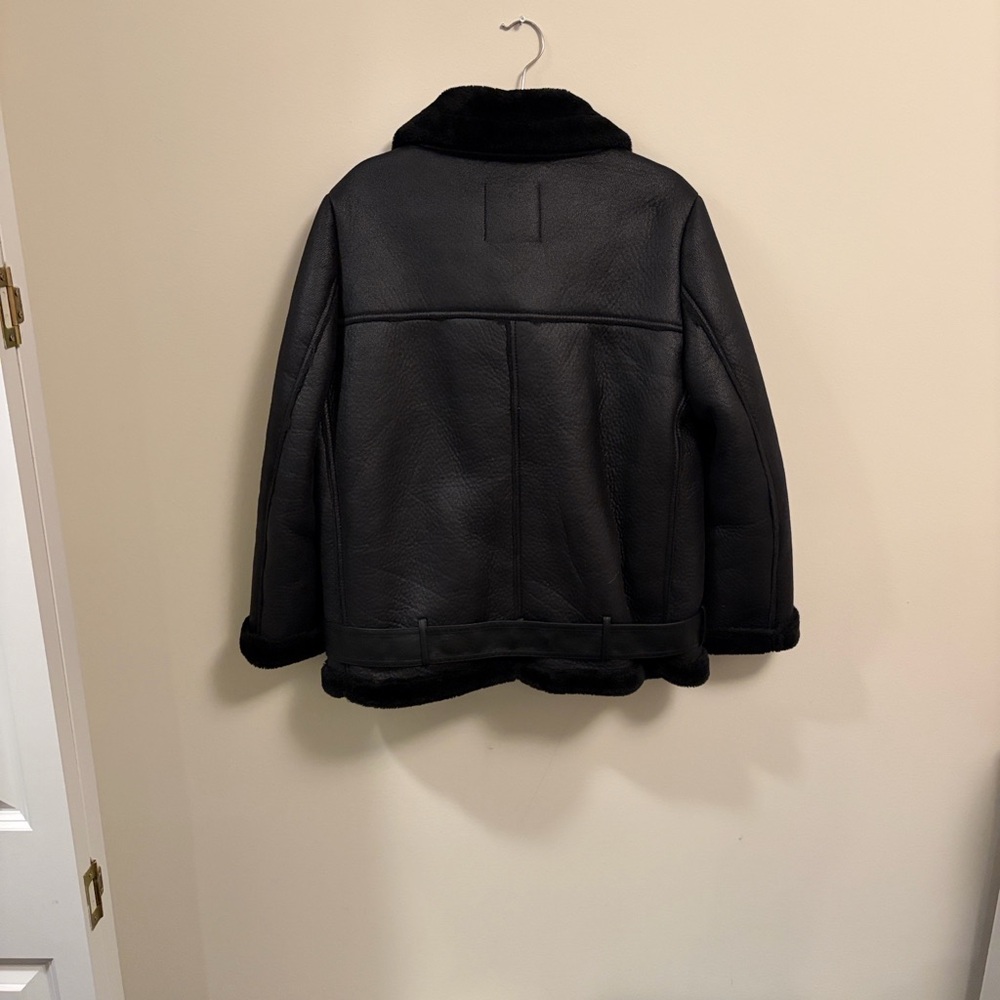 Zara Women's Black Faux Shearling Bomber Jacket - Picture 6 of 9